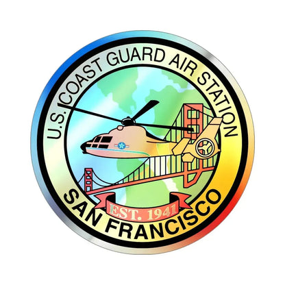USCG Air Station San Francisco (U.S. Coast Guard) Holographic STICKER Die-Cut Vinyl Decal 5 Inch Holographic - The Sticker Space