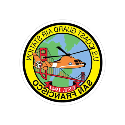 USCG Air Station San Francisco (U.S. Coast Guard) REVERSE PRINT Transparent Die-Cut STICKER 3 Inch Die-Cut Transparent - The Sticker Space
