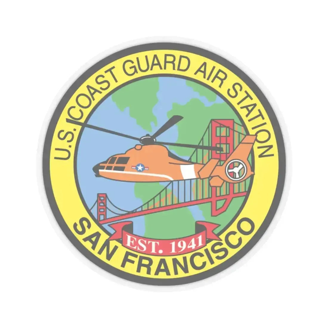 USCG Air Station San Francisco (U.S. Coast Guard) STICKER Vinyl Kiss-Cut Decal 6 Inch Transparent - The Sticker Space
