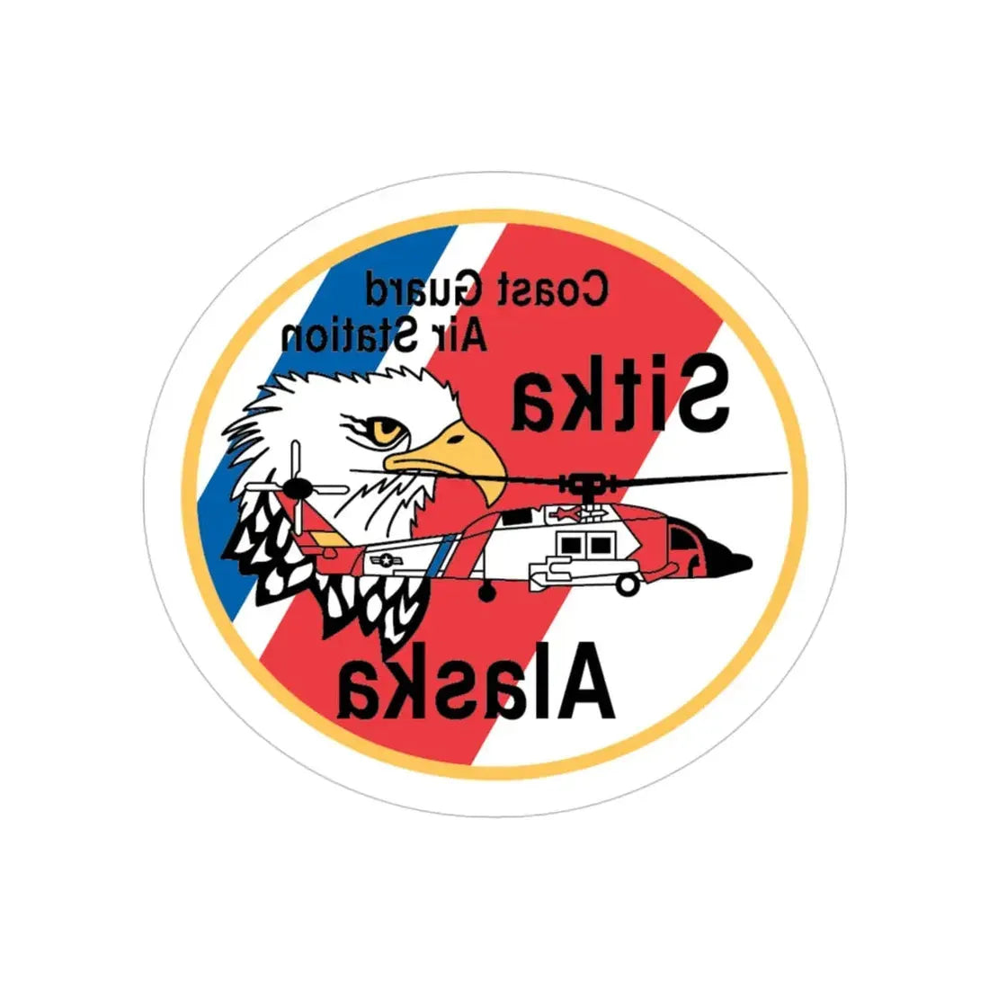 USCG Air Station Sitka (U.S. Coast Guard) REVERSE PRINT Transparent Die-Cut STICKER 4 Inch Die-Cut Transparent - The Sticker Space