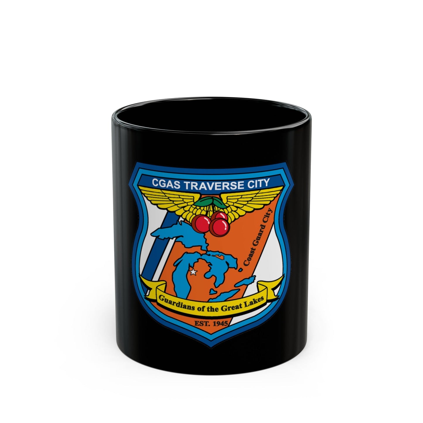 USCG Air Station Traverse City (U.S. Coast Guard) Black Coffee Mug-11oz-The Sticker Space