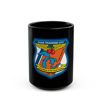 USCG Air Station Traverse City (U.S. Coast Guard) Black Coffee Mug-15oz-The Sticker Space