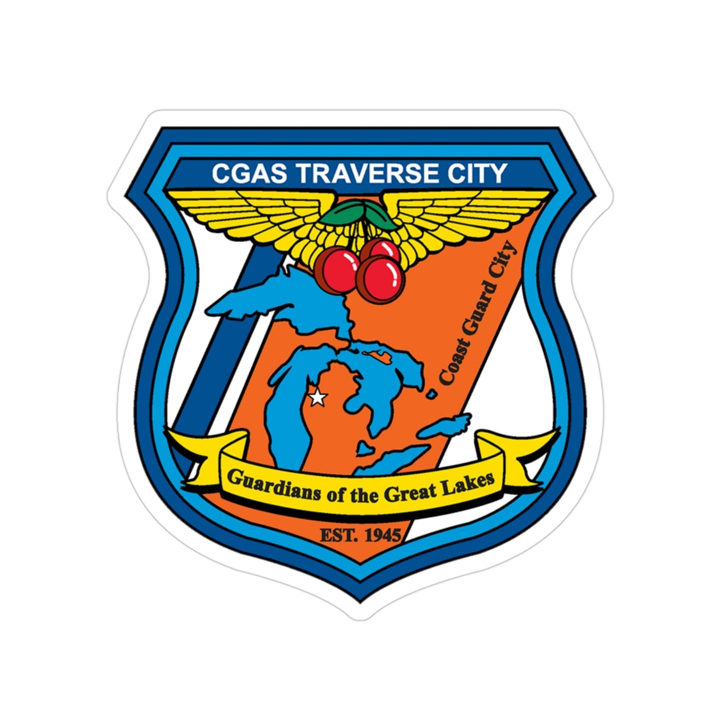 USCG Air Station Traverse City (U.S. Coast Guard) Transparent STICKER Die-Cut Vinyl Decal-3 Inch-The Sticker Space