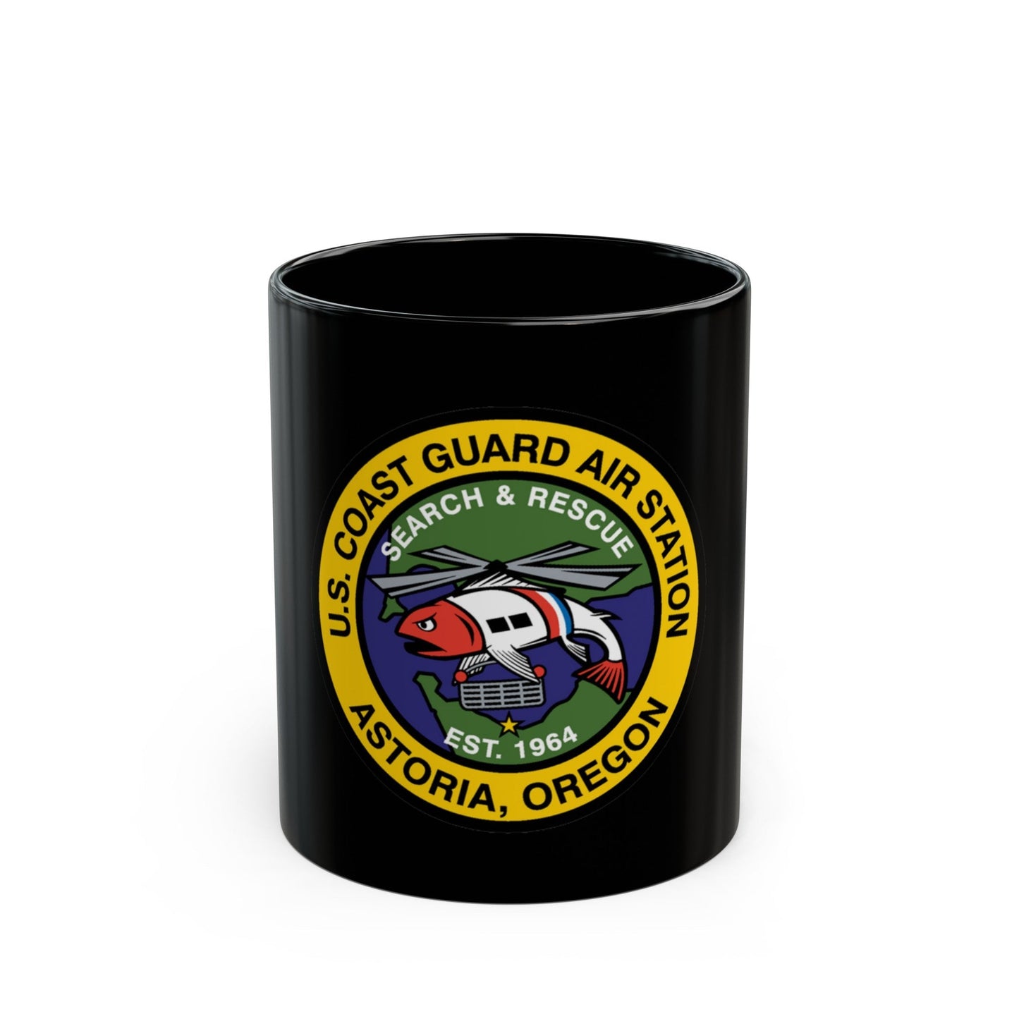 USCG AS Astoria Oregon (U.S. Coast Guard) Black Coffee Mug-11oz-The Sticker Space