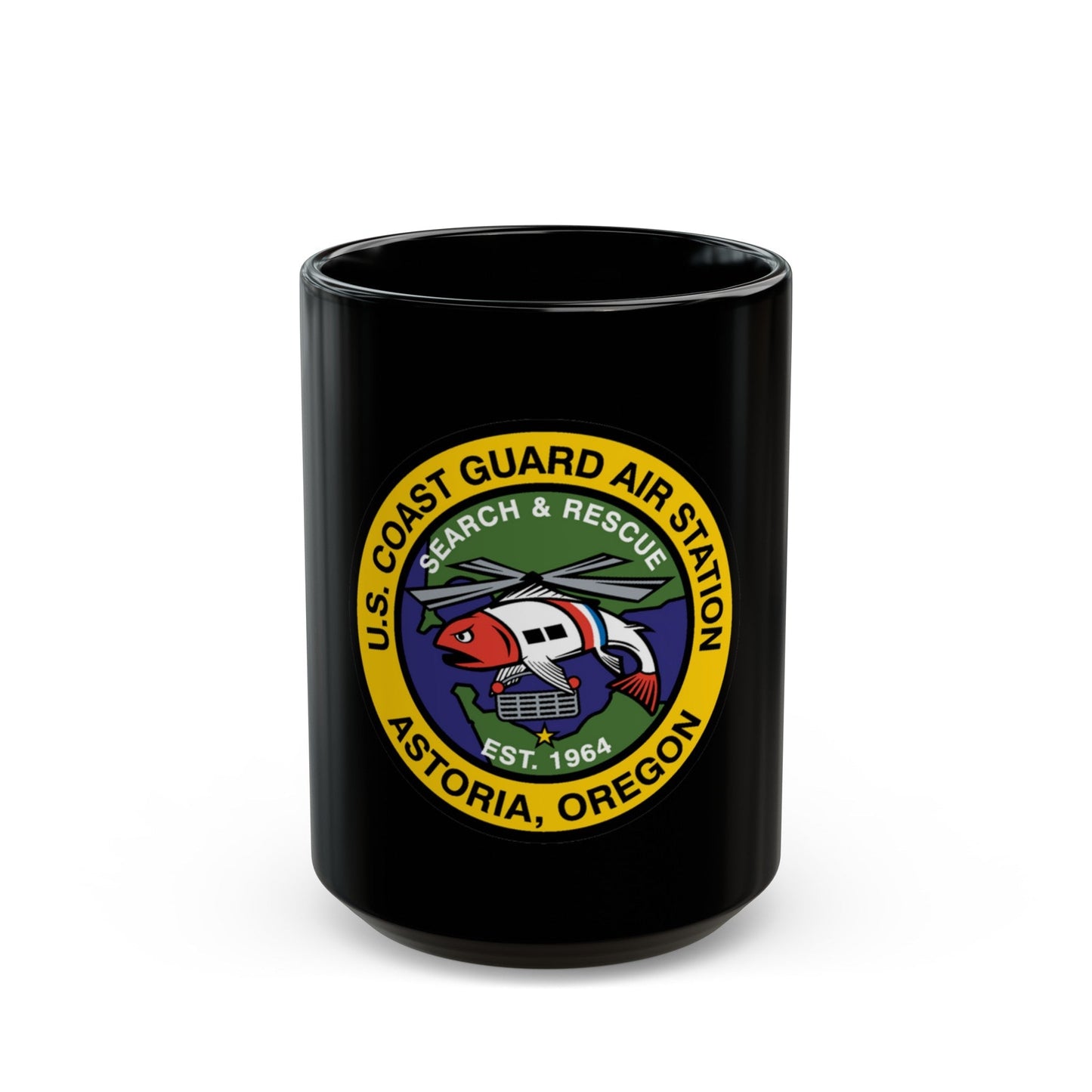 USCG AS Astoria Oregon (U.S. Coast Guard) Black Coffee Mug-15oz-The Sticker Space