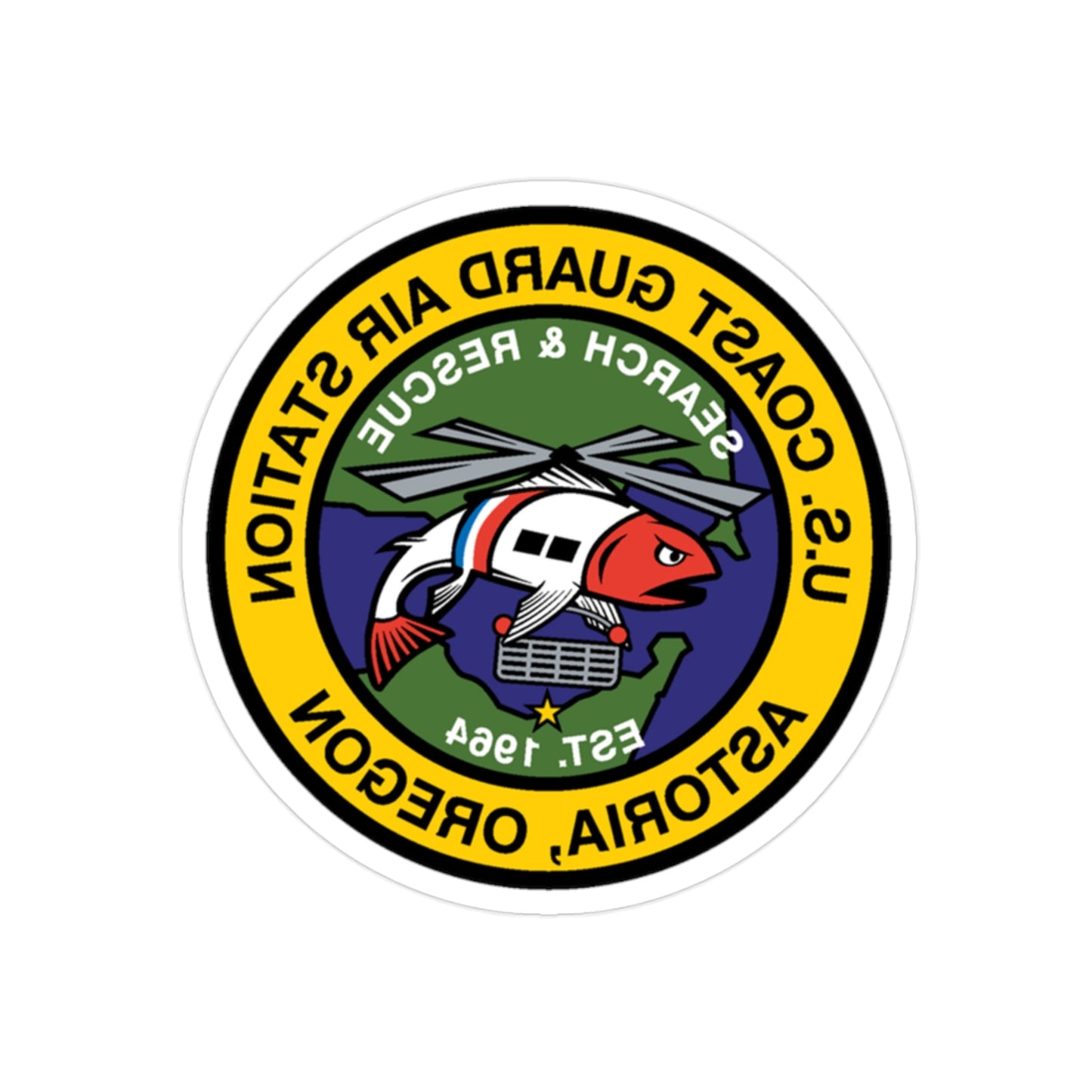 USCG AS Astoria Oregon (U.S. Coast Guard) REVERSE PRINT Transparent STICKER-2" × 2"-The Sticker Space