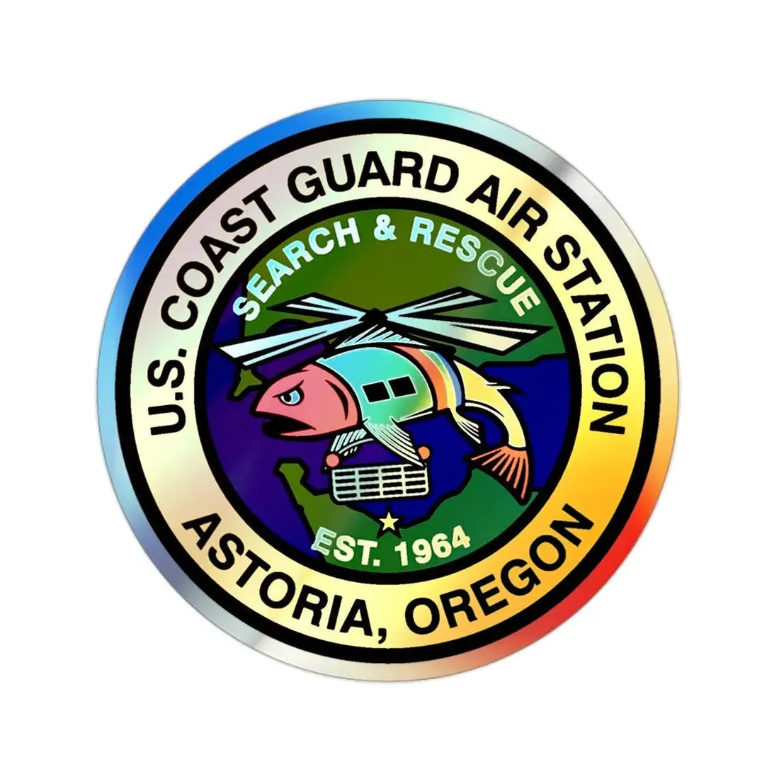 USCG AS Astoria Oregon (U.S. Coast Guard) Holographic STICKER Die-Cut Vinyl Decal 2 Inch Holographic - The Sticker Space