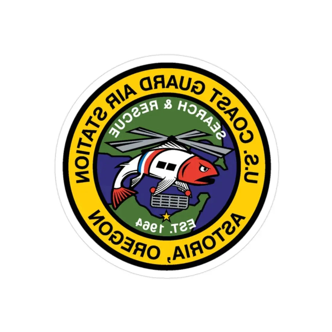USCG AS Astoria Oregon (U.S. Coast Guard) REVERSE PRINT Transparent Die-Cut STICKER 2 Inch Die-Cut Transparent - The Sticker Space