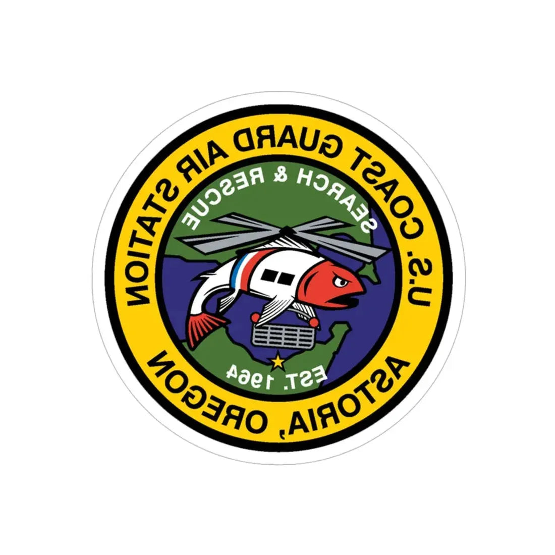 USCG AS Astoria Oregon (U.S. Coast Guard) REVERSE PRINT Transparent Die-Cut STICKER 5 Inch Die-Cut Transparent - The Sticker Space