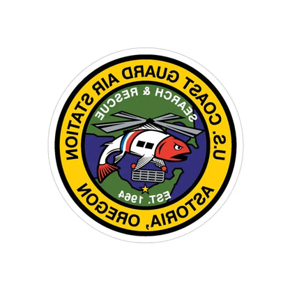 USCG AS Astoria Oregon (U.S. Coast Guard) REVERSE PRINT Transparent Die-Cut STICKER 5 Inch Die-Cut Transparent - The Sticker Space
