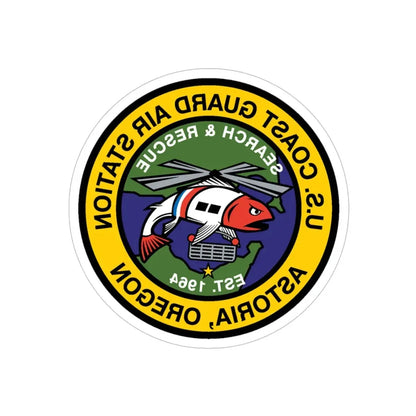 USCG AS Astoria Oregon (U.S. Coast Guard) REVERSE PRINT Transparent Die-Cut STICKER 6 Inch Die-Cut Transparent - The Sticker Space