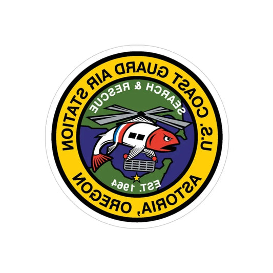 USCG AS Astoria Oregon (U.S. Coast Guard) REVERSE PRINT Transparent Die-Cut STICKER 6 Inch Die-Cut Transparent - The Sticker Space