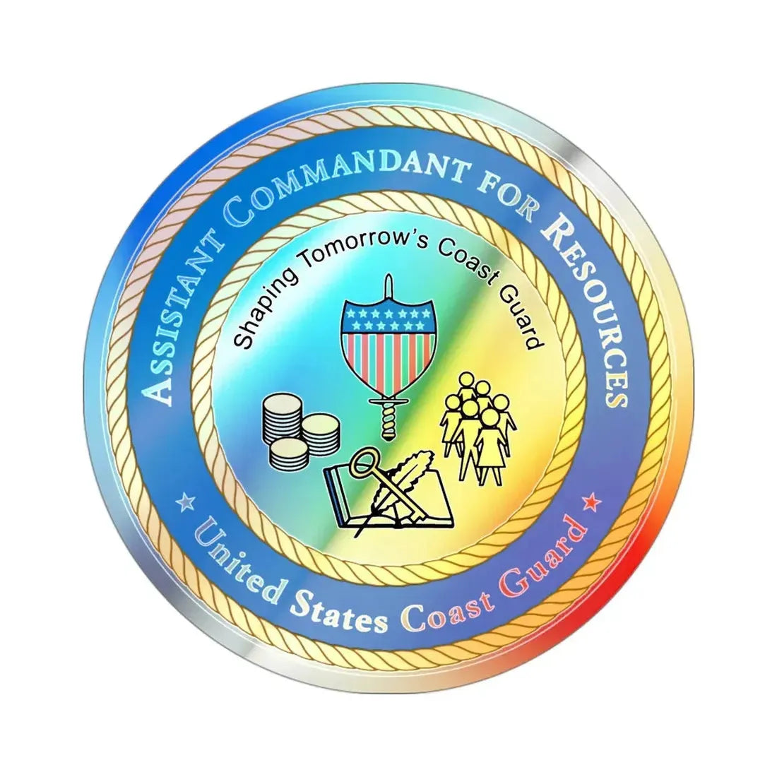 USCG Asst Commandant for Resources (U.S. Coast Guard) Holographic STICKER Die-Cut Vinyl Decal 3 Inch - The Sticker Space