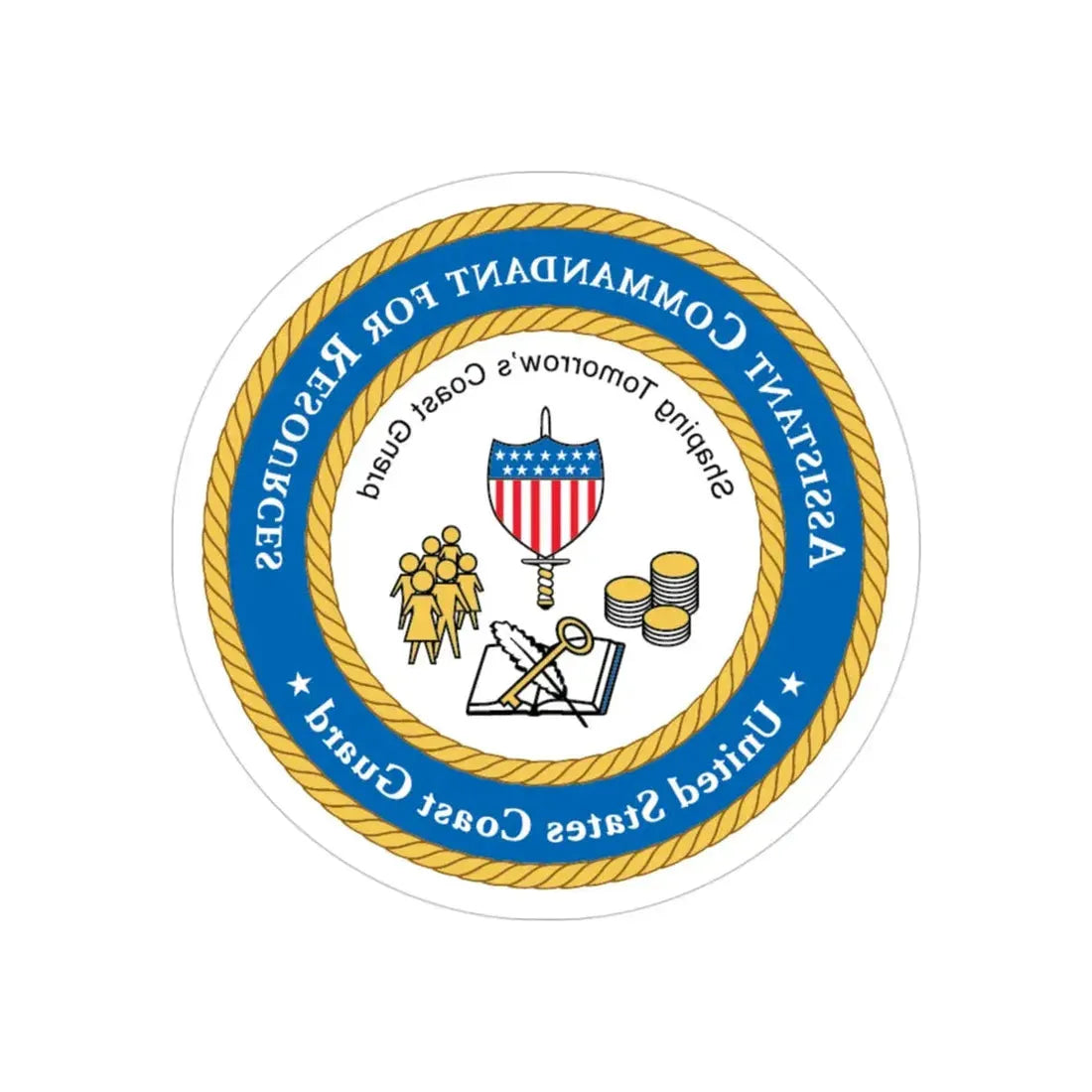 USCG Asst Commandant for Resources (U.S. Coast Guard) REVERSE PRINT Transparent Die-Cut STICKER 3 Inch Die-Cut Transparent - The Sticker Space