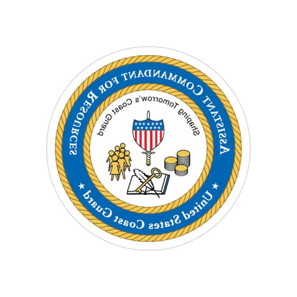 USCG Asst Commandant for Resources (U.S. Coast Guard) REVERSE PRINT Transparent Die-Cut STICKER 3 Inch Die-Cut Transparent - The Sticker Space