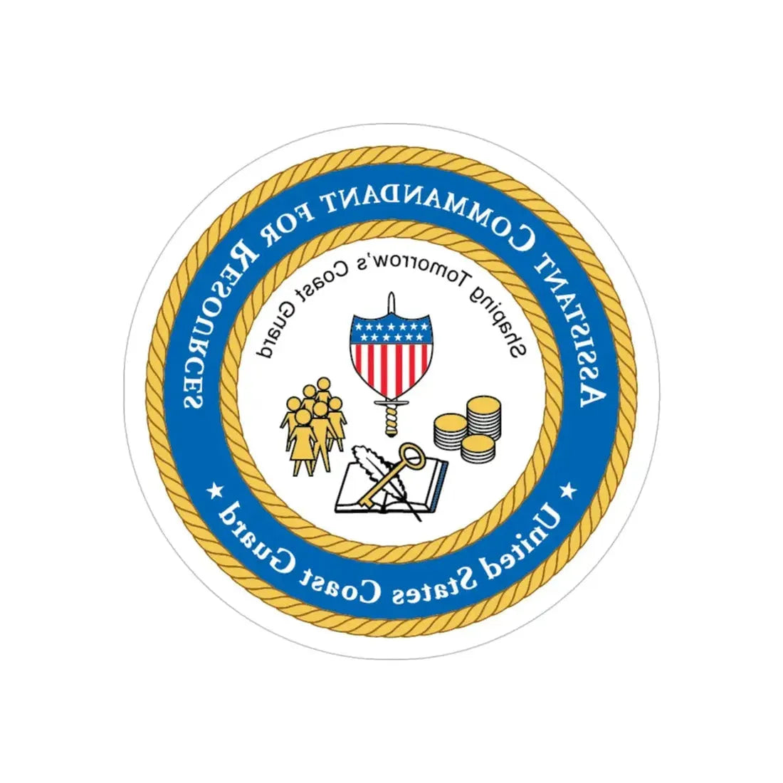 USCG Asst Commandant for Resources (U.S. Coast Guard) REVERSE PRINT Transparent Die-Cut STICKER 4 Inch Die-Cut Transparent - The Sticker Space