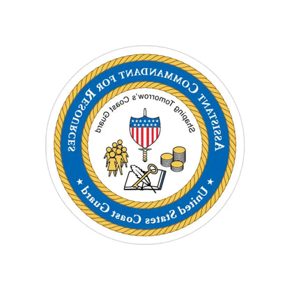USCG Asst Commandant for Resources (U.S. Coast Guard) REVERSE PRINT Transparent Die-Cut STICKER 4 Inch Die-Cut Transparent - The Sticker Space