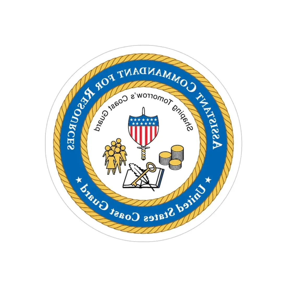 USCG Asst Commandant for Resources (U.S. Coast Guard) REVERSE PRINT Transparent Die-Cut STICKER 5 Inch Die-Cut Transparent - The Sticker Space