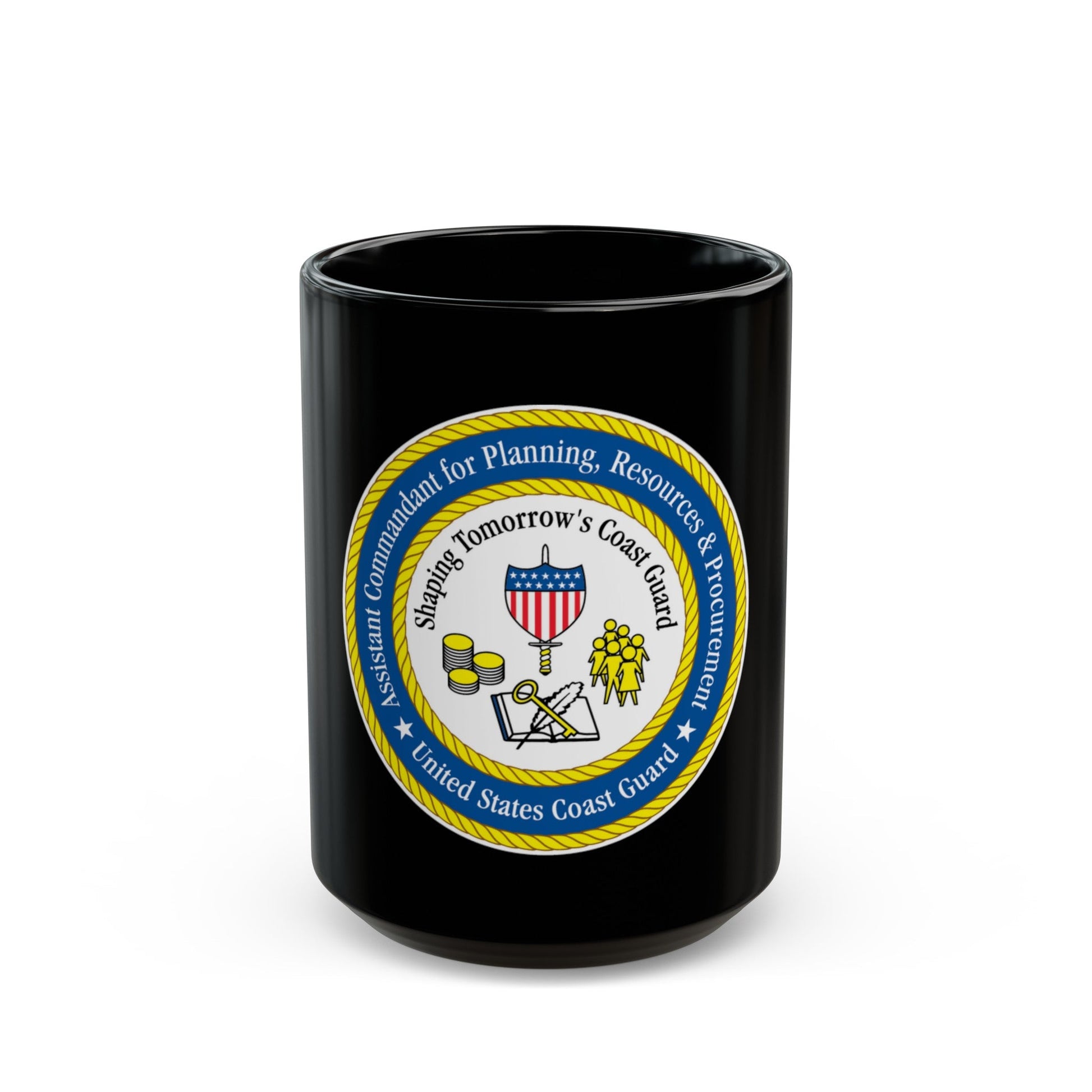 USCG Ast Comdt Plan Res & Proc (U.S. Coast Guard) Black Coffee Mug-15oz-The Sticker Space