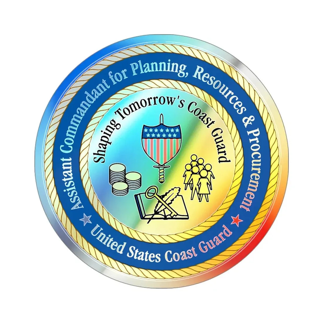 USCG Ast Comdt Plan Res & Proc (U.S. Coast Guard) Holographic STICKER Die-Cut Vinyl Decal 4 Inch Holographic - The Sticker Space