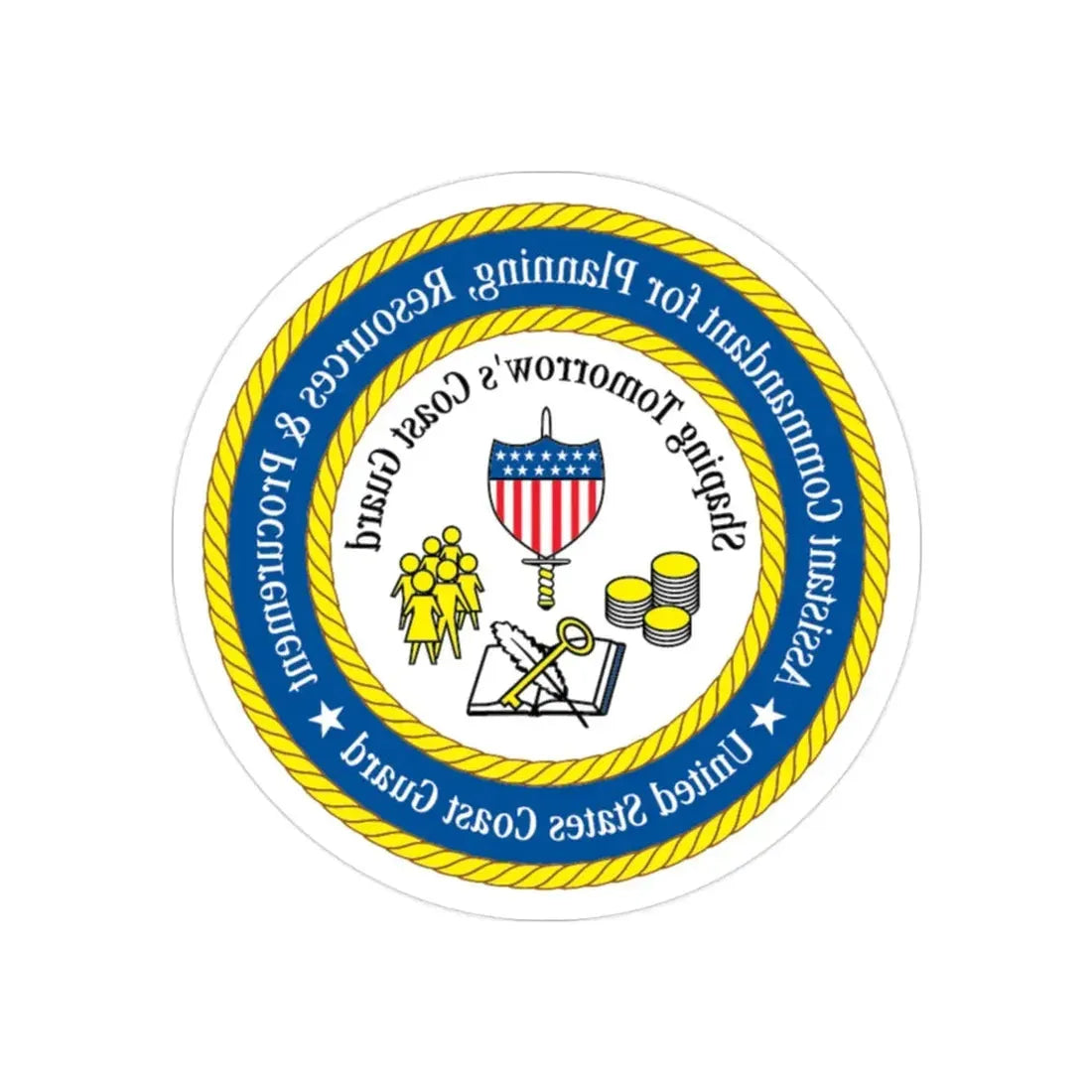 USCG Ast Comdt Plan Res & Proc (U.S. Coast Guard) REVERSE PRINT Transparent Die-Cut STICKER 2 Inch Die-Cut Transparent - The Sticker Space