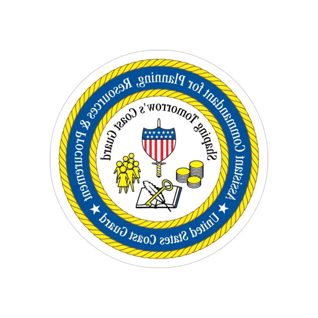 USCG Ast Comdt Plan Res & Proc (U.S. Coast Guard) REVERSE PRINT Transparent Die-Cut STICKER 3 Inch Die-Cut Transparent - The Sticker Space