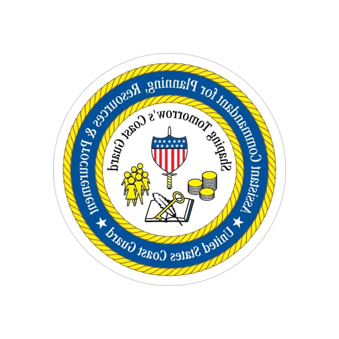 USCG Ast Comdt Plan Res & Proc (U.S. Coast Guard) REVERSE PRINT Transparent Die-Cut STICKER 4 Inch Die-Cut Transparent - The Sticker Space