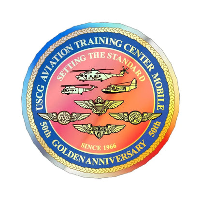 USCG Aviation Training Center Mobile (U.S. Coast Guard) Holographic STICKER Die-Cut Vinyl Decal 3 Inch Holographic - The Sticker Space