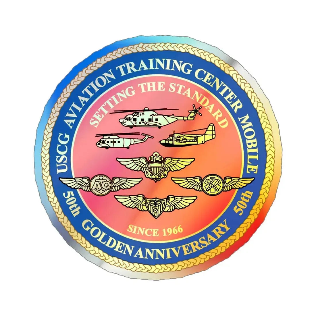 USCG Aviation Training Center Mobile (U.S. Coast Guard) Holographic STICKER Die-Cut Vinyl Decal 5 Inch Holographic - The Sticker Space