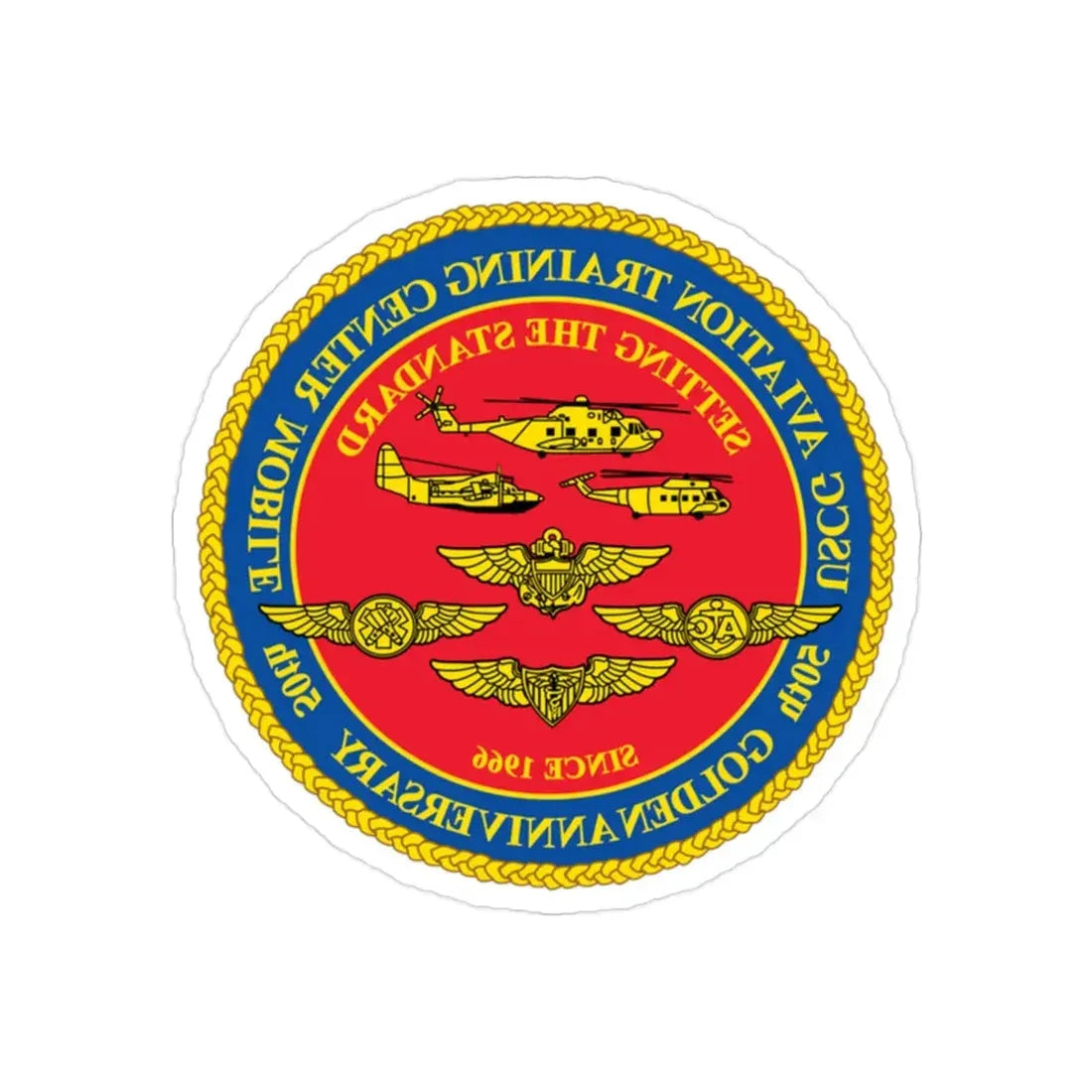 USCG Aviation Training Center Mobile (U.S. Coast Guard) REVERSE PRINT Transparent Die-Cut STICKER 2 Inch Die-Cut Transparent - The Sticker Space