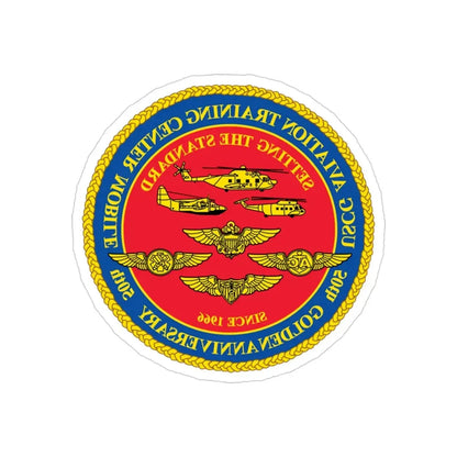 USCG Aviation Training Center Mobile (U.S. Coast Guard) REVERSE PRINT Transparent Die-Cut STICKER 3 Inch Die-Cut Transparent - The Sticker Space