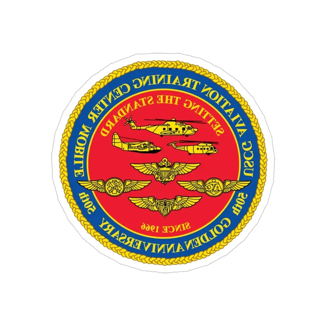 USCG Aviation Training Center Mobile (U.S. Coast Guard) REVERSE PRINT Transparent Die-Cut STICKER 4 Inch Die-Cut Transparent - The Sticker Space