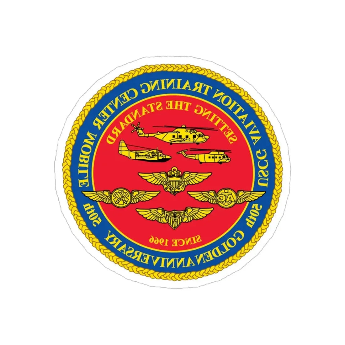 USCG Aviation Training Center Mobile (U.S. Coast Guard) REVERSE PRINT Transparent Die-Cut STICKER 5 Inch Die-Cut Transparent - The Sticker Space