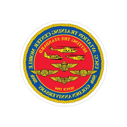 USCG Aviation Training Center Mobile (U.S. Coast Guard) REVERSE PRINT Transparent Die-Cut STICKER 5 Inch Die-Cut Transparent - The Sticker Space
