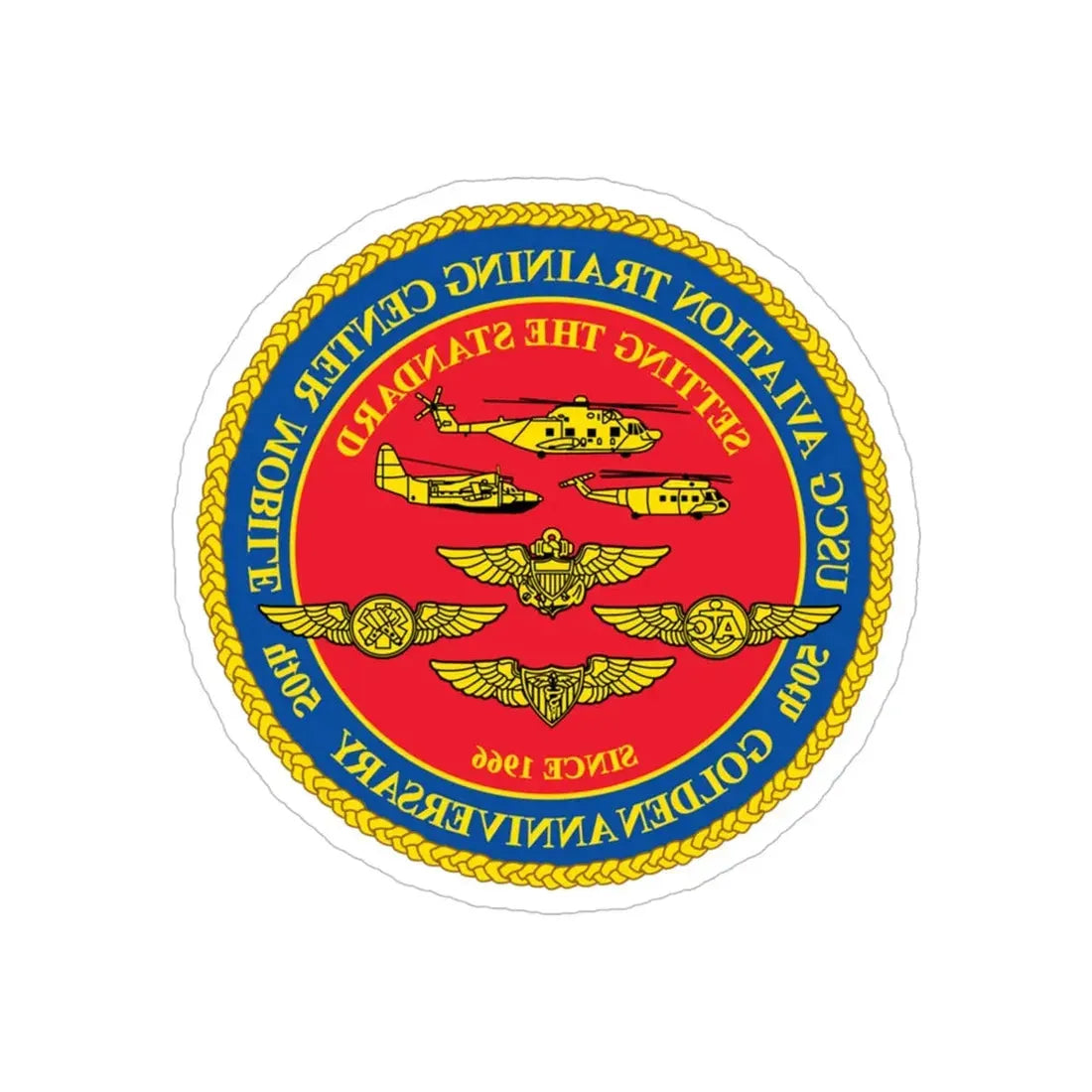 USCG Aviation Training Center Mobile (U.S. Coast Guard) REVERSE PRINT Transparent Die-Cut STICKER 6 Inch Die-Cut Transparent - The Sticker Space