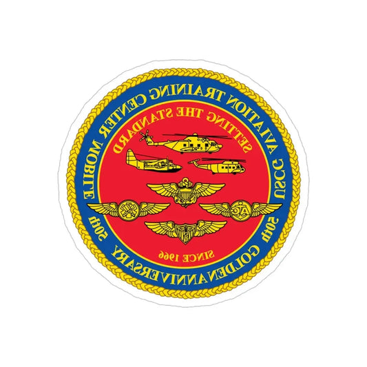 USCG Aviation Training Center Mobile (U.S. Coast Guard) REVERSE PRINT Transparent Die-Cut STICKER 6 Inch Die-Cut Transparent - The Sticker Space