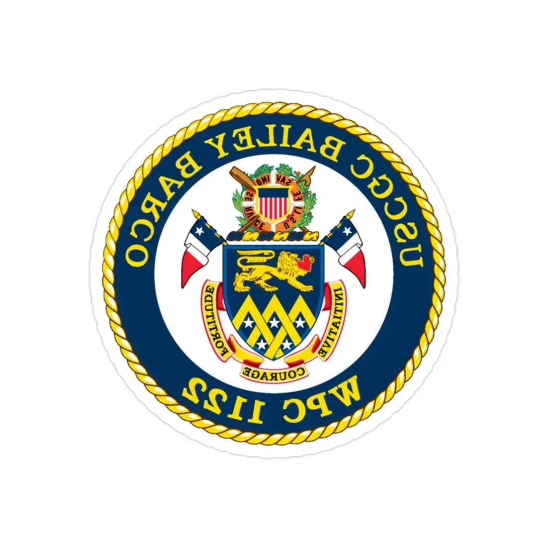 USCG Bailey Barco WPC 1122 (U.S. Coast Guard) REVERSE PRINT Transparent Die-Cut STICKER 2 Inch Die-Cut Transparent - The Sticker Space
