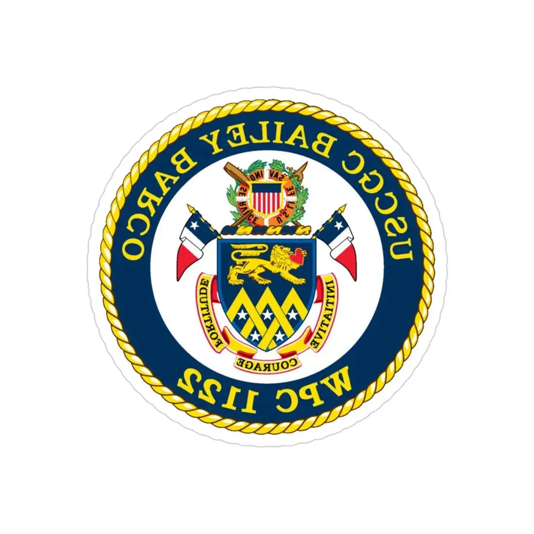 USCG Bailey Barco WPC 1122 (U.S. Coast Guard) REVERSE PRINT Transparent Die-Cut STICKER 3 Inch Die-Cut Transparent - The Sticker Space