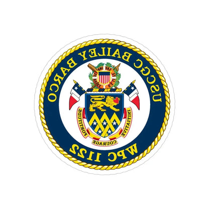 USCG Bailey Barco WPC 1122 (U.S. Coast Guard) REVERSE PRINT Transparent Die-Cut STICKER 4 Inch Die-Cut Transparent - The Sticker Space