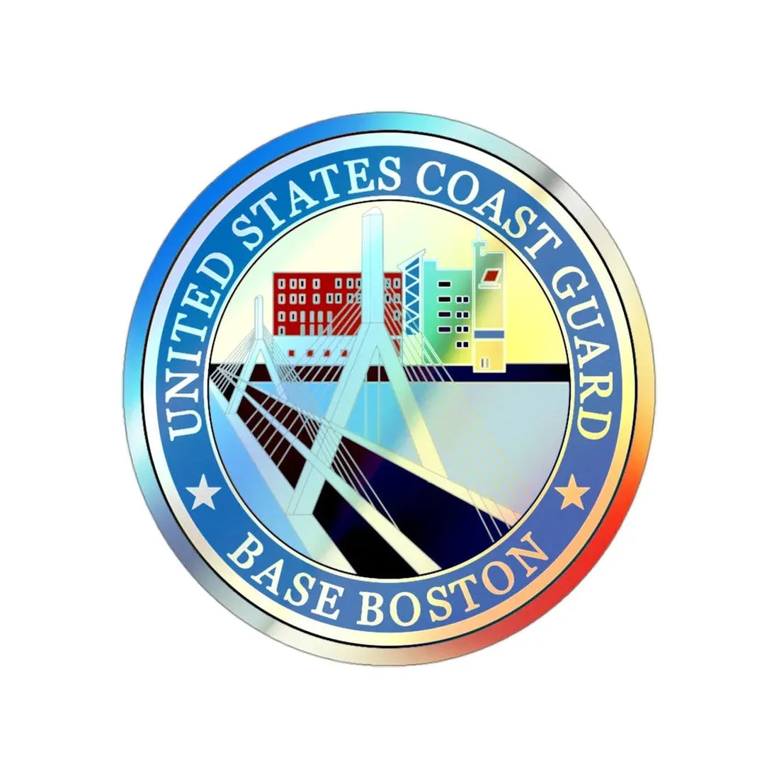 USCG Base Boston (U.S. Coast Guard) Holographic STICKER Die-Cut Vinyl Decal 3 Inch Holographic - The Sticker Space