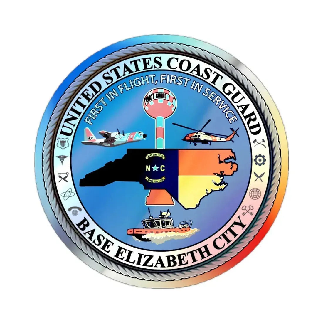 USCG Base Elizabeth City (U.S. Coast Guard) Holographic STICKER Die-Cut Vinyl Decal 2 Inch - The Sticker Space