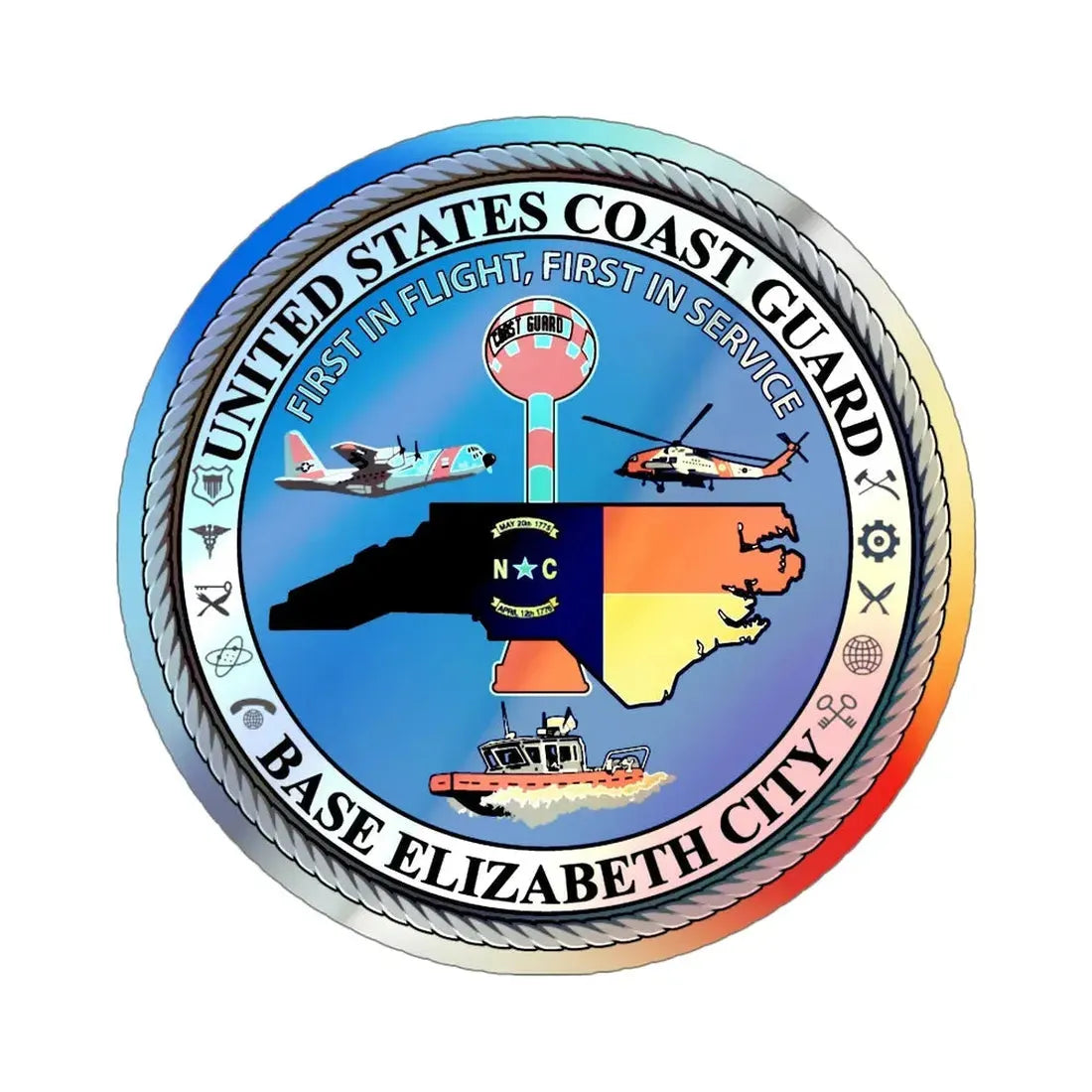 USCG Base Elizabeth City (U.S. Coast Guard) Holographic STICKER Die-Cut Vinyl Decal 6 Inch - The Sticker Space