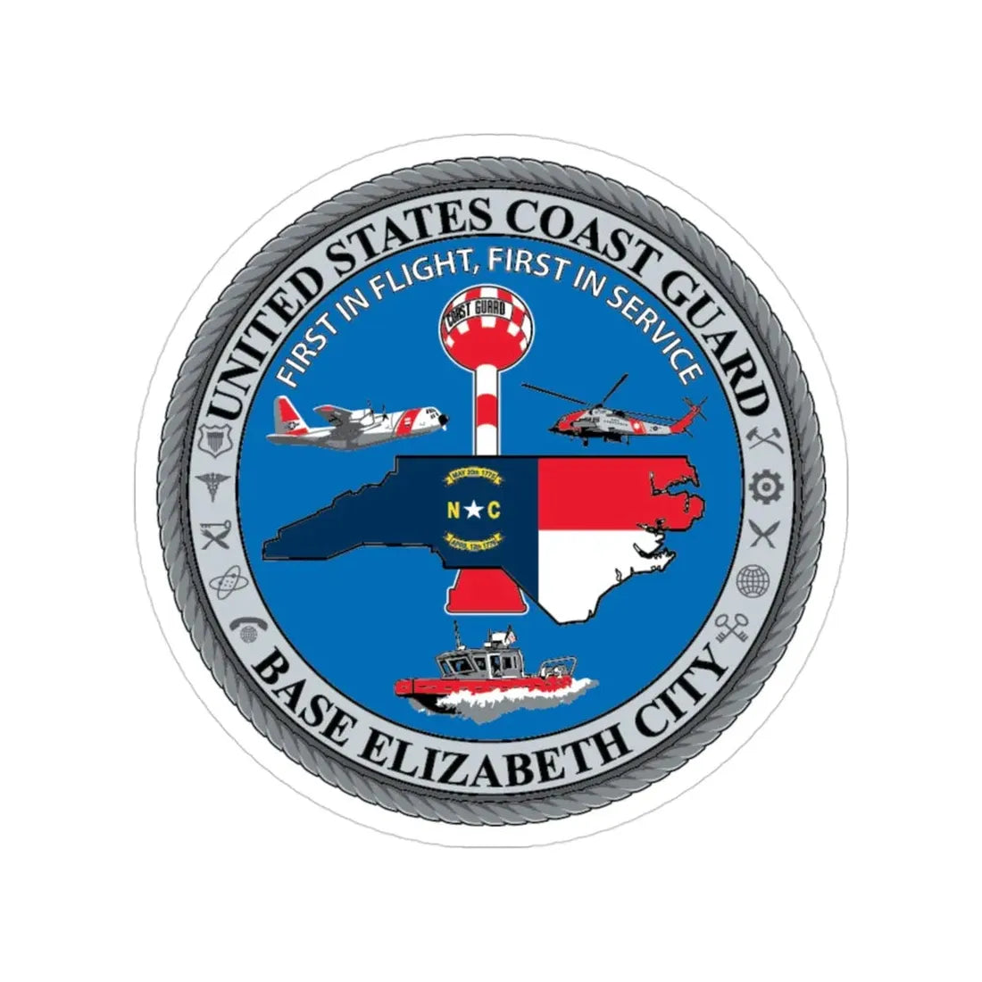 USCG Base Elizabeth City (U.S. Coast Guard) Transparent STICKER Die-Cut Vinyl Decal 3 Inch - The Sticker Space