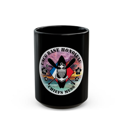 USCG Base Honolulu Chiefs Mess (U.S. Coast Guard) Black Coffee Mug-15oz-The Sticker Space