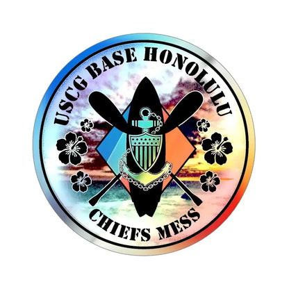 USCG Base Honolulu Chiefs Mess (U.S. Coast Guard) Holographic STICKER Die-Cut Vinyl Decal 6 Inch Holographic - The Sticker Space