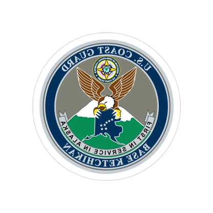 USCG Base Ketchikan (U.S. Coast Guard) REVERSE PRINT Transparent Die-Cut STICKER 3 Inch Die-Cut Transparent - The Sticker Space