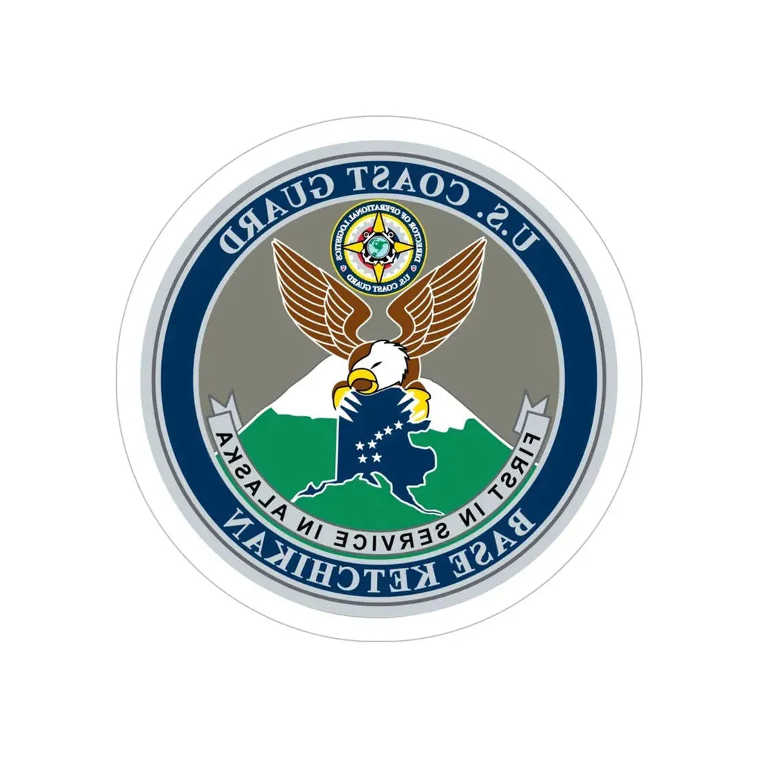 USCG Base Ketchikan (U.S. Coast Guard) REVERSE PRINT Transparent Die-Cut STICKER 6 Inch Die-Cut Transparent - The Sticker Space
