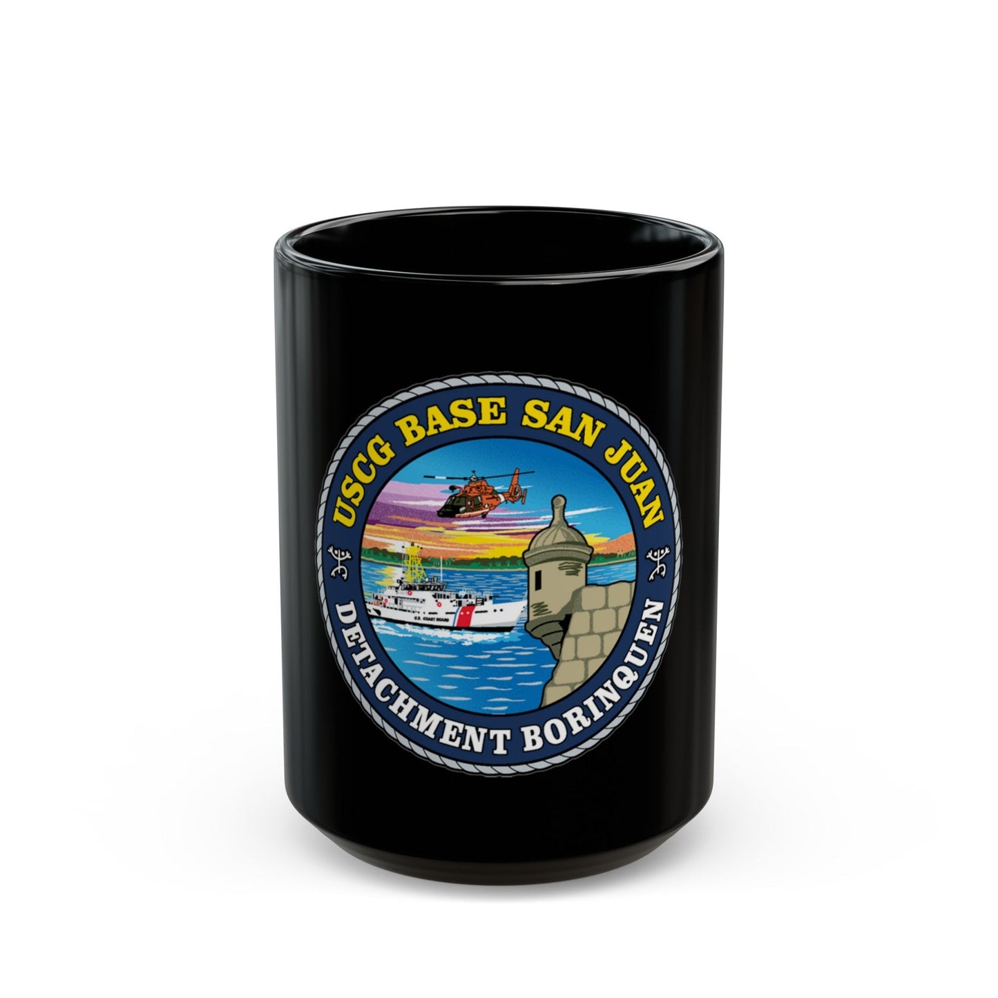 USCG Base San Juan (U.S. Coast Guard) Black Coffee Mug-15oz-The Sticker Space