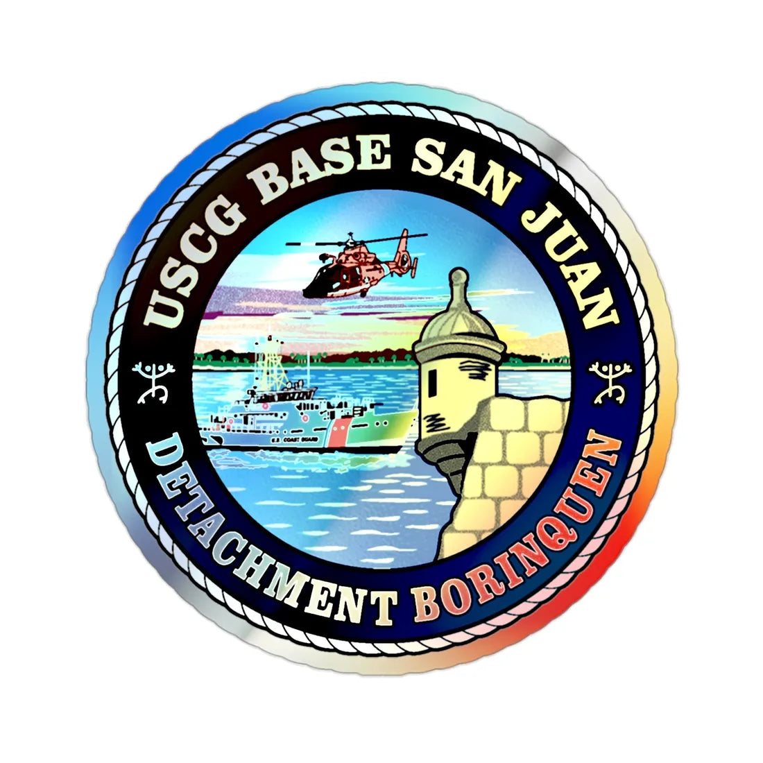 USCG Base San Juan (U.S. Coast Guard) Holographic STICKER Die-Cut Vinyl Decal 2 Inch - The Sticker Space