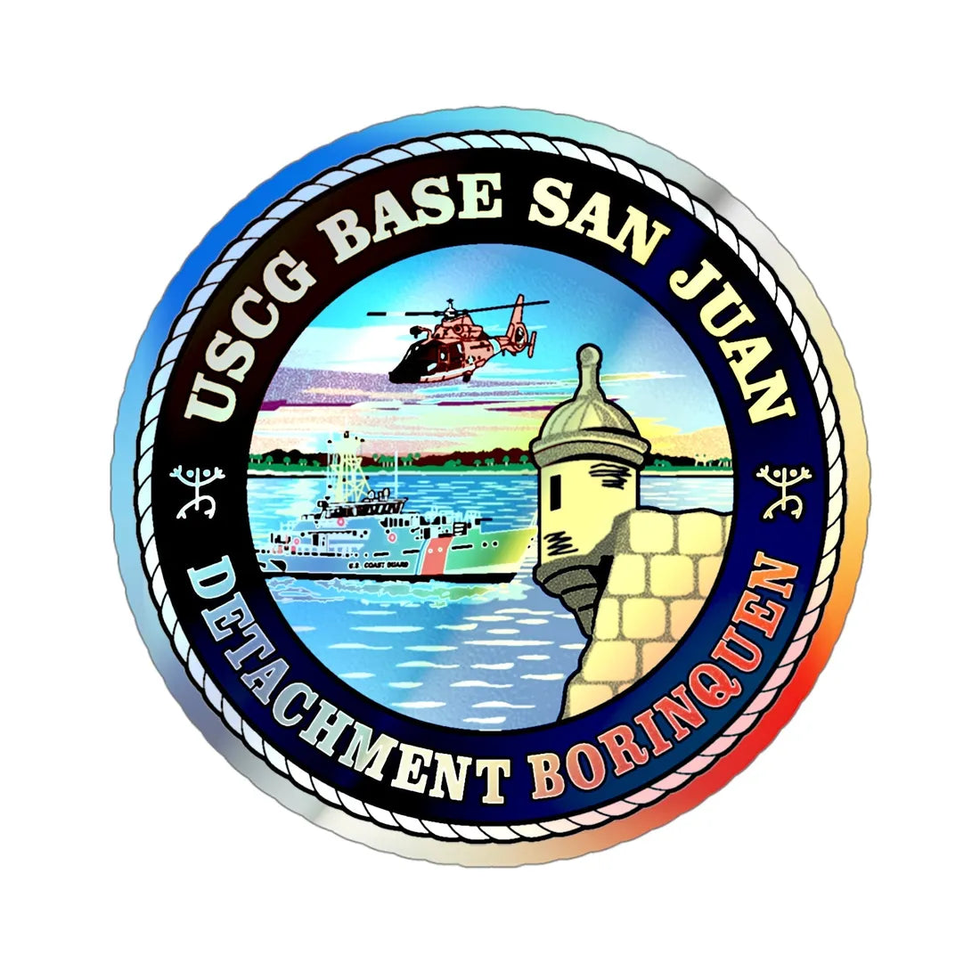 USCG Base San Juan (U.S. Coast Guard) Holographic STICKER Die-Cut Vinyl Decal 4 Inch - The Sticker Space